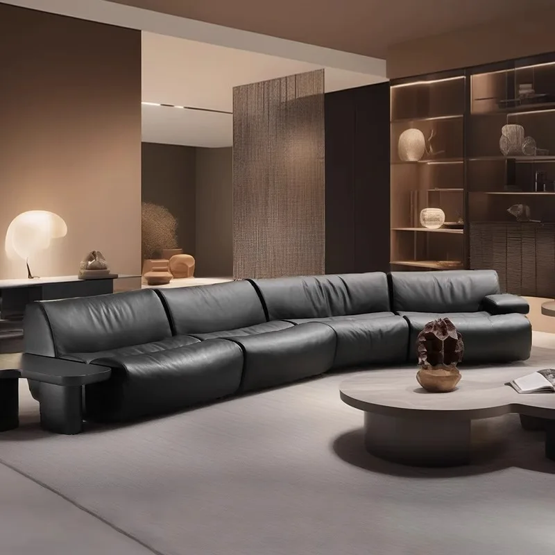 

Modern Minimalist Live Curved Couch Corner Sofa Set Furniture Leather Living Room Sofas