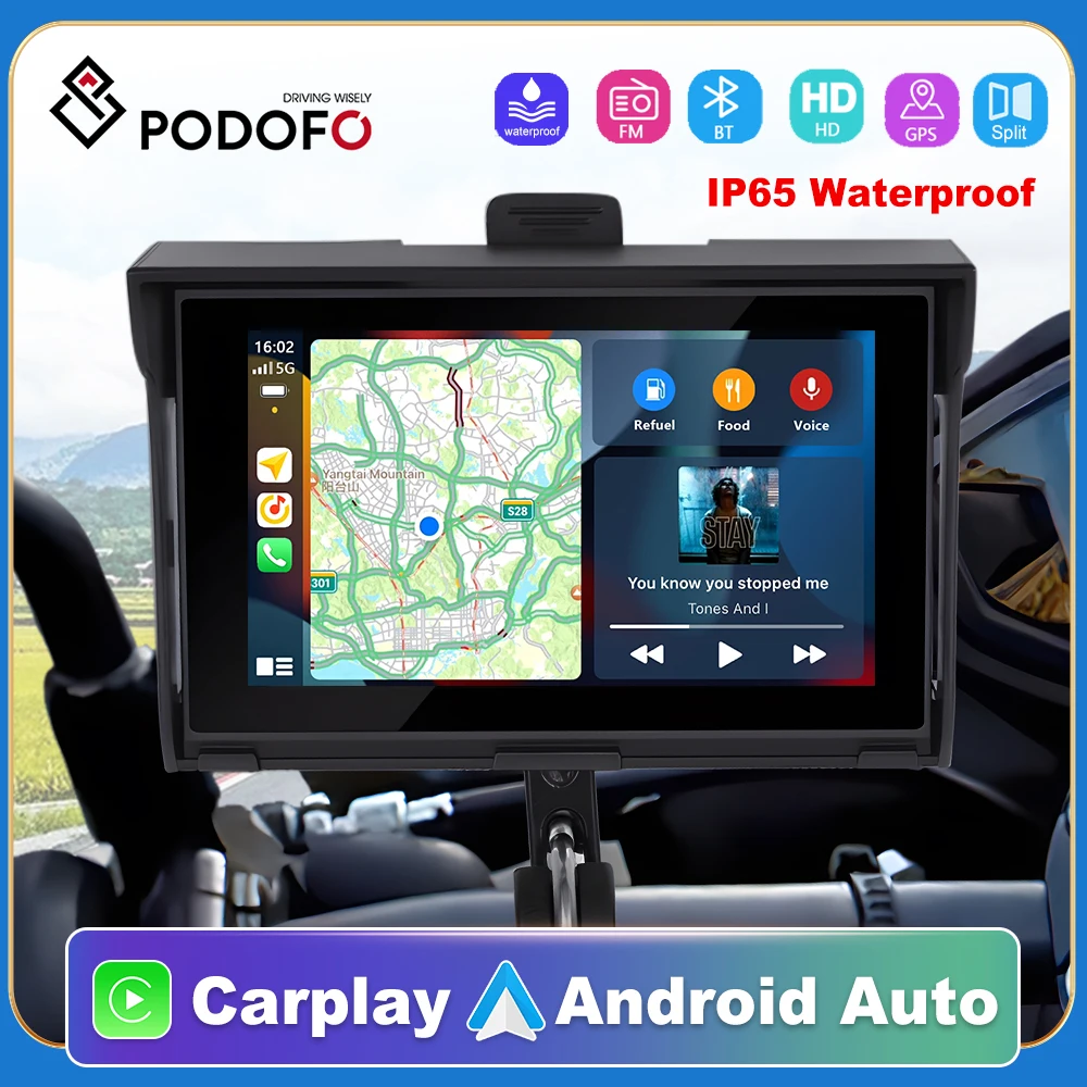 

Podofo Universal Car Radio 5 inch Carplay Smart Player Portable Monitor Supports Android Auto AirPlay Android Cast TF Card