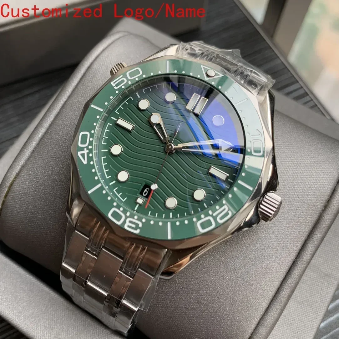 الرجال الساعات الميكانيكية التلقائية الفولاذ المقاوم للصدأ سوار عارضة التقويم الأسود الأزرق السيراميك ساعة اليد حسب الطلب #5