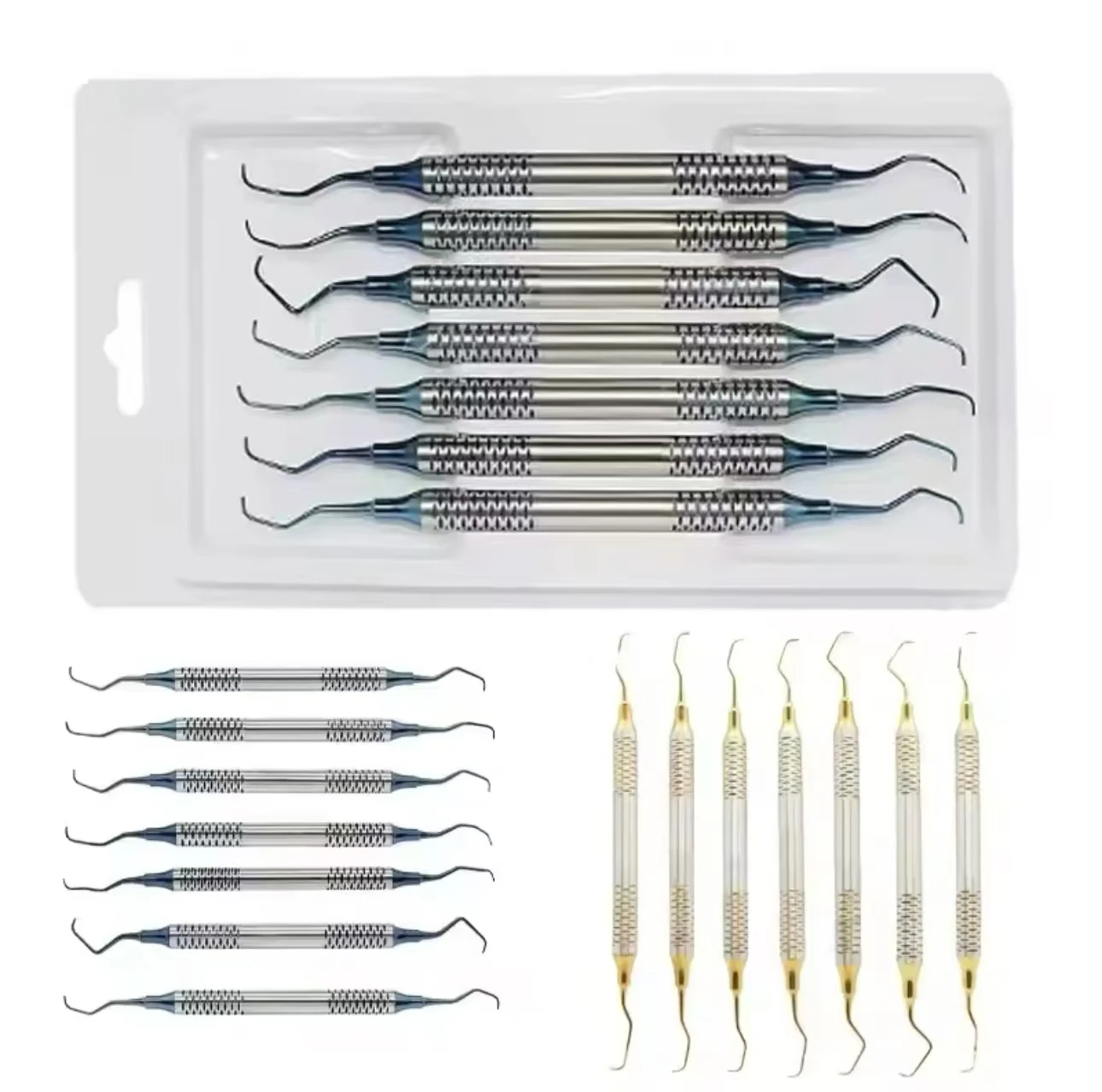 

7Pcs/Set Dental Curettes Perio Scalers Gracey Curette Dental Teeth Scaler Oral Care Teeth Whitening Surgical Tool Set