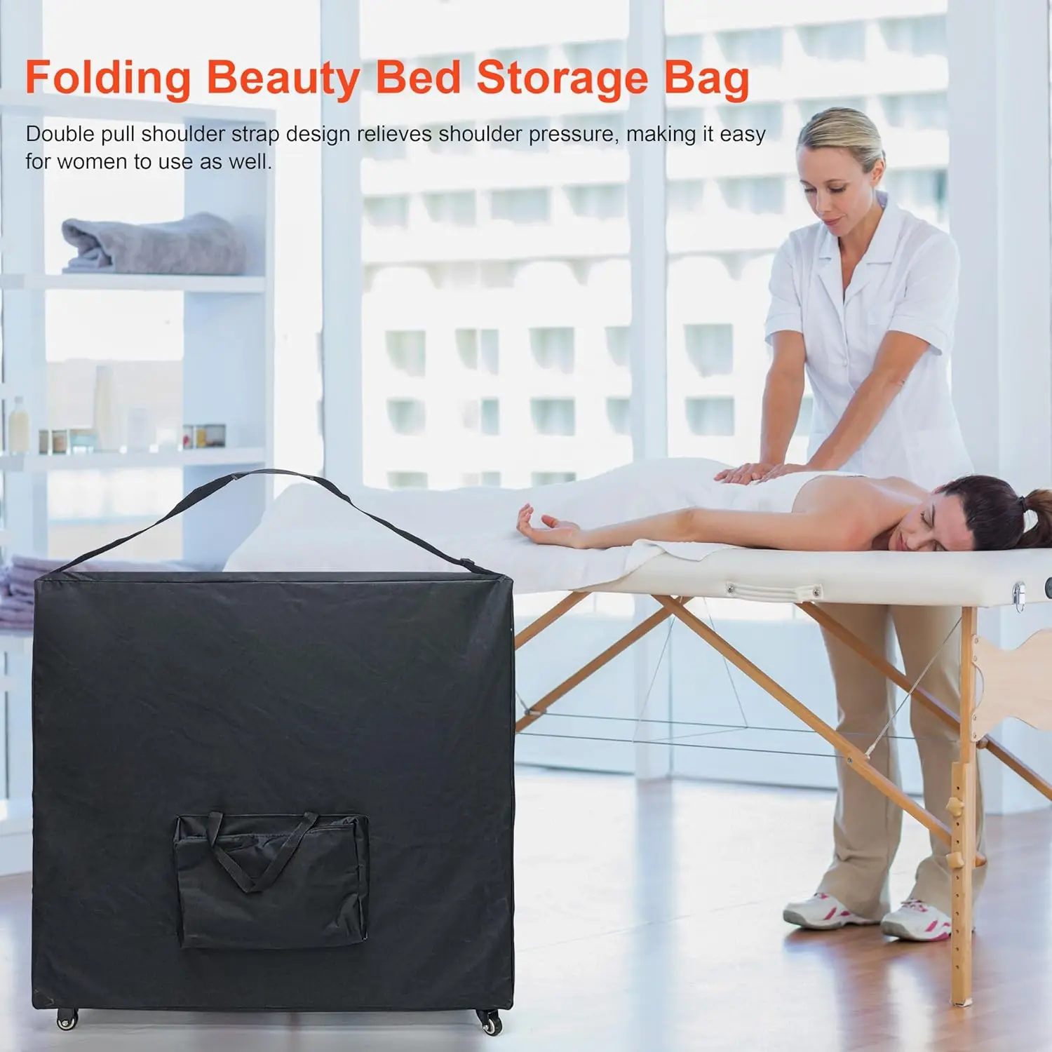 Professional Massage Table Carrying Bag With Wheels&Shoulder Strap Heavy-Duty Foldable Storage Case For Portable Massage Bed