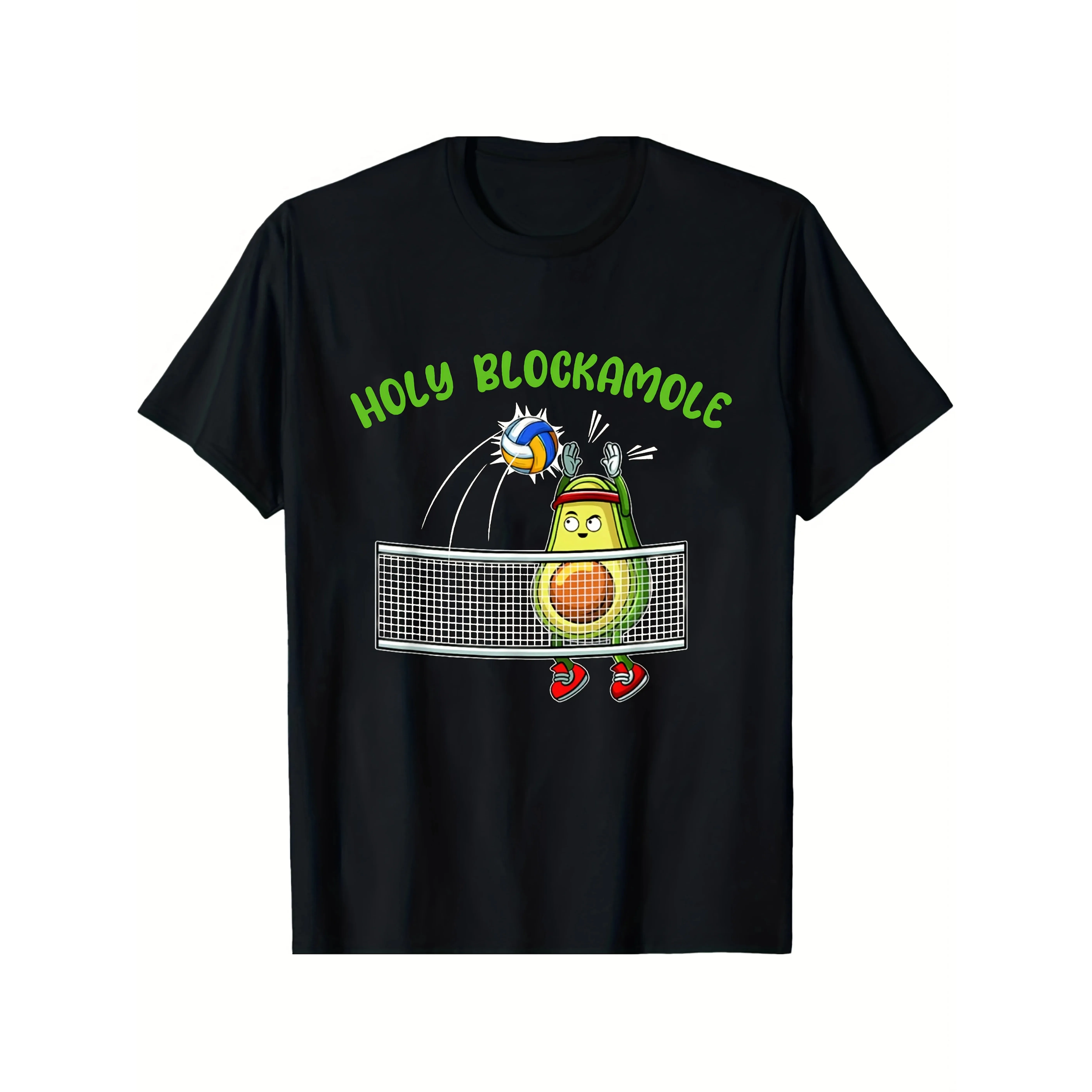 

Avocado Volleyball Graphic Tee Funny Blockamole Men's Round Neck Cotton T-Shirt