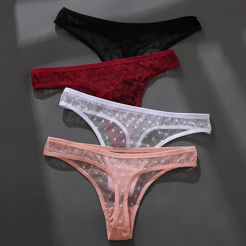 3PCS/Set Women Sexy Lace Low Waist Transparent Panties Solid Hollow Briefs Female Soft Underwear Breathable Intimate Lingerie