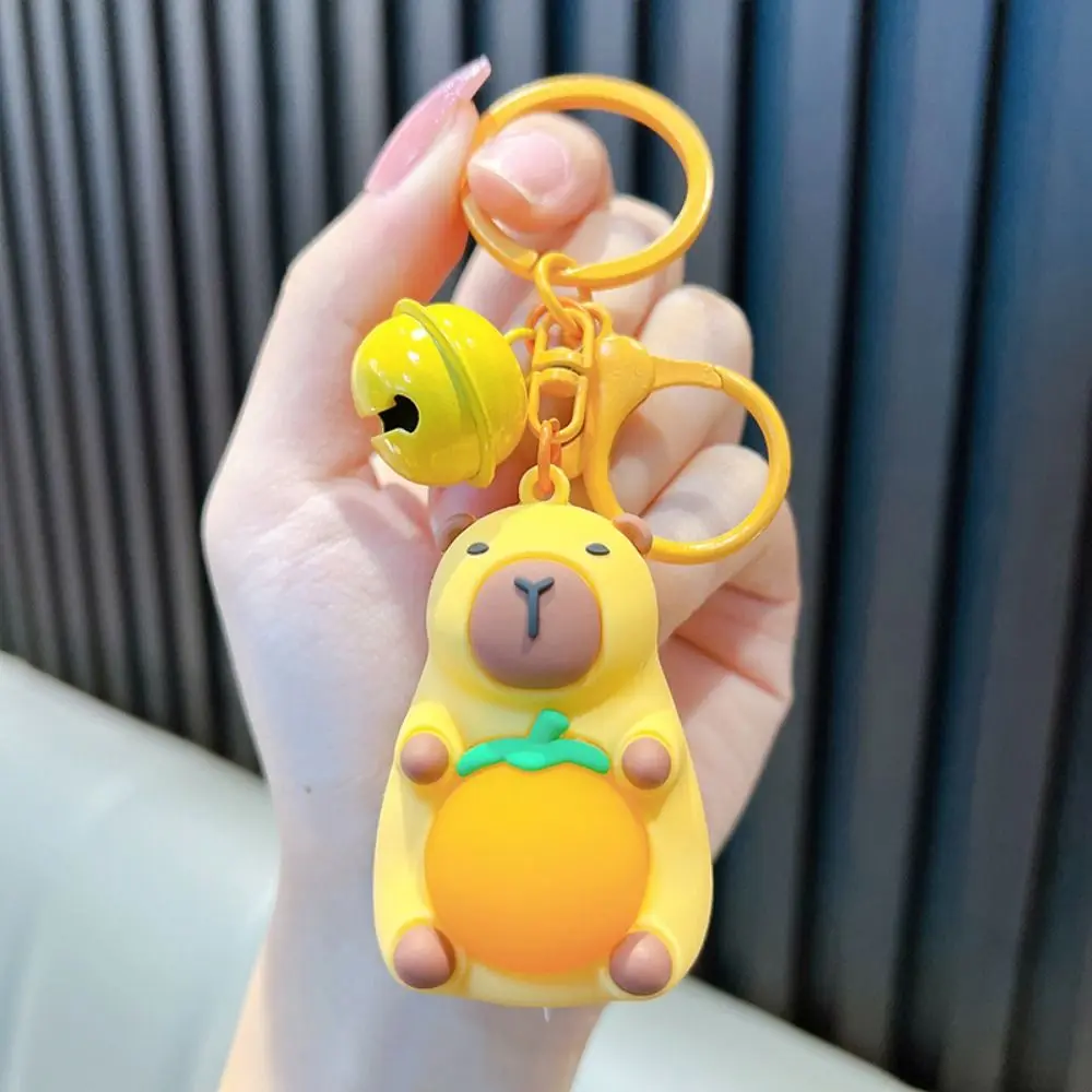 Cartoon Capybara Doll Key Chain with Lights Creative Guinea Pig Animal Keyring High Quality Illuminated Anime Capybara Keychain