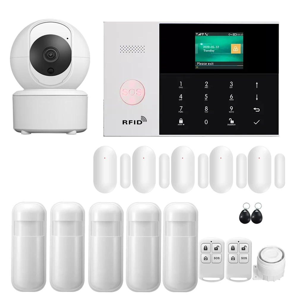 Tuya Smart WIFI GSM Security Alarm System Works With Alexa Home Burglar Motion Detector Smoke Door Window Sensor IP Camera