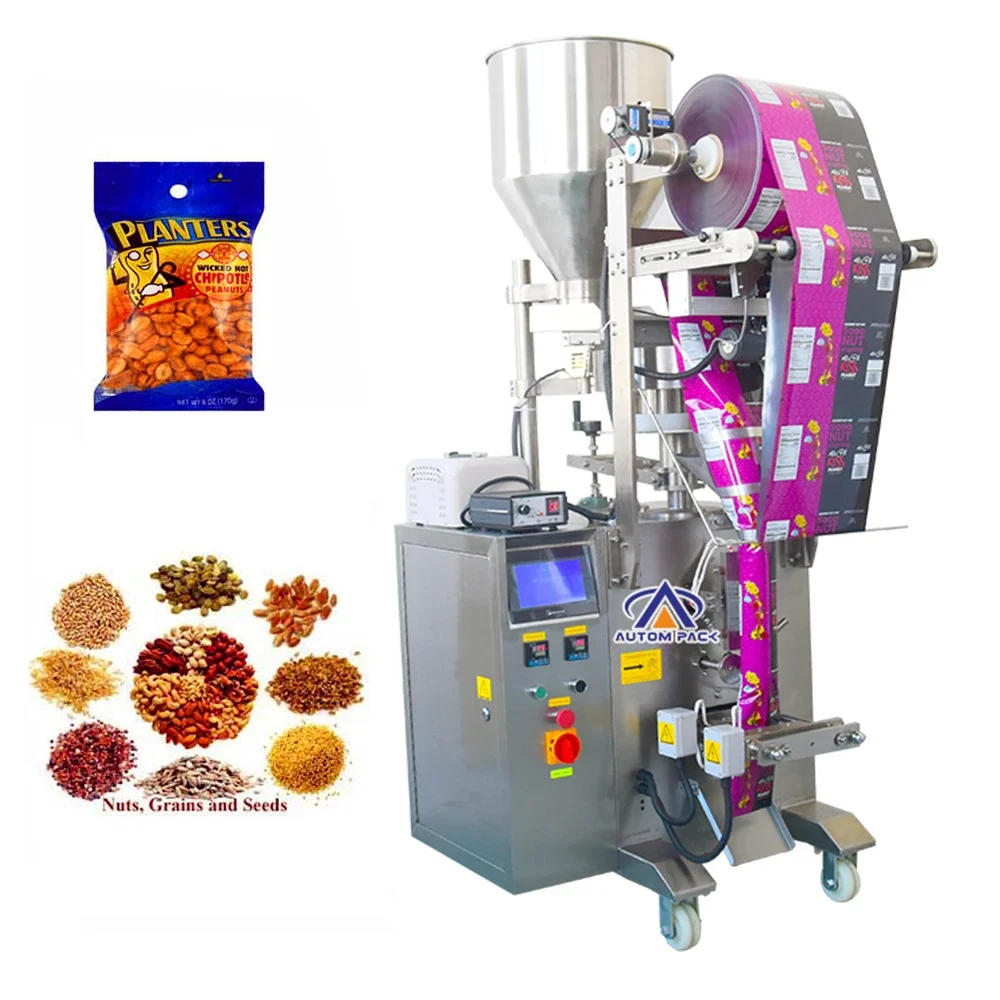 

Automatic Vertical Granule Salt Sachet Sugar Oatmeal Popcorn Coffee Soybean Packing Machine With Volume Measuring Cup Fillers