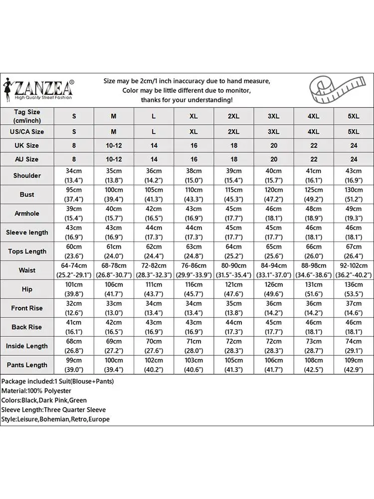 ZANZEA-Ensemble 2 Pièces pour Femme, Survêtement d'Automne à la Mode, Col en V, Manches 2024, Chemisier et Pantalon, Couleur Unie, Décontracté, Fjimebe, 3/4