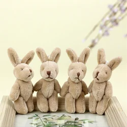 4PCS Mini Rabbit Plush Toys Long Hair Jointed Limbs Cute Soft Stuffed Animal Pendant 8CM for Girls