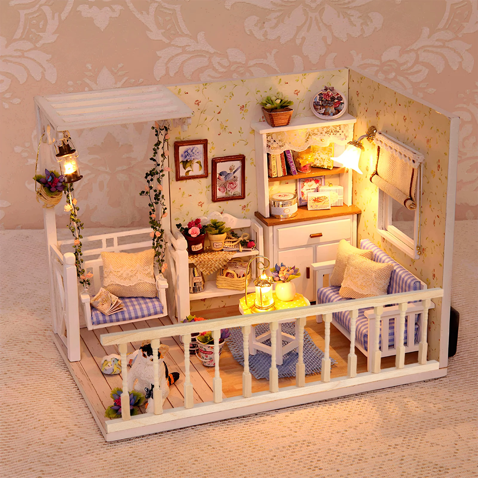 

Miniature Wooden Fence Handrail 30.5x7.5cm Elegant 1:12 Scale Mini House Furniture Accessory DIY Miniature House Decoration