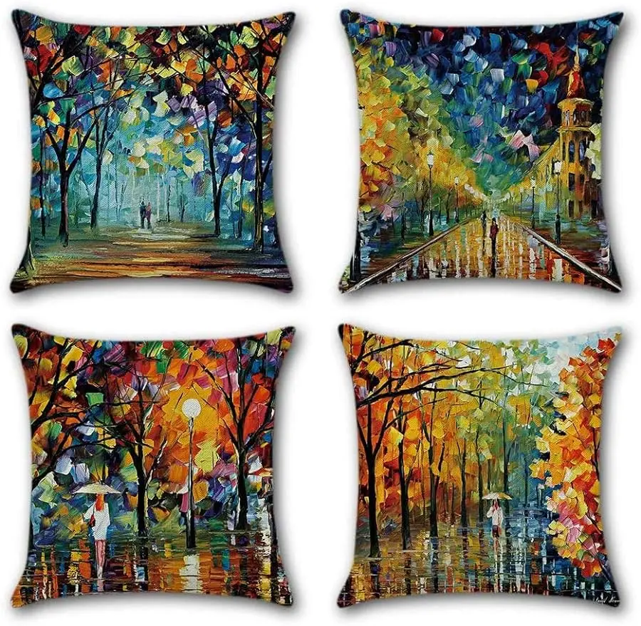 

Colorful leaf pillow cover 45x45 cm pillows decor home art cushion cover pillow cover throw pillow covers home decor