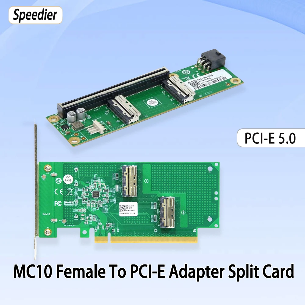 

NEW PCIe 5.0 Adapter Base X16 MCIO 8i Female NVMe + PCIe5 Dual-port External Graphics Card Adapter Split Card ocking station