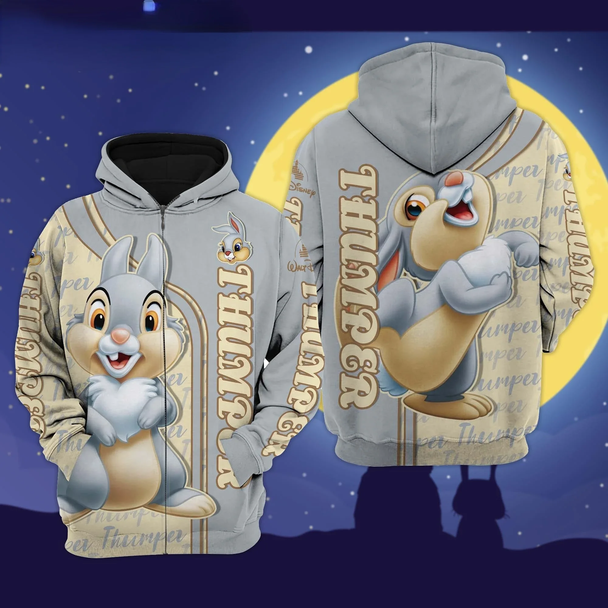 

Thumper Rabbit Bambi Disney Cartoon Graphic 3D Hoodie Zip Hoodie