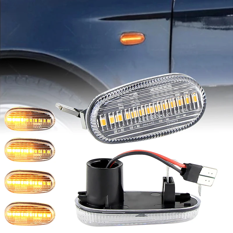 2×for Fiat Bravo 2 198 for Alfa Romeo MiTo 955 GT 147 937 - Car LED Side Marker Light Flowing Turn Signal Indicator Lamp Blinker
