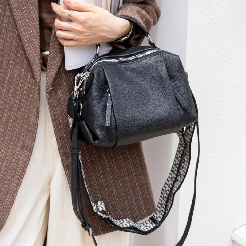 

Натуральная кожаная женская сумка, корейская версия, новая сумка через плечо, модная однотонная сумка, мягкая кожаная маленькая сумка