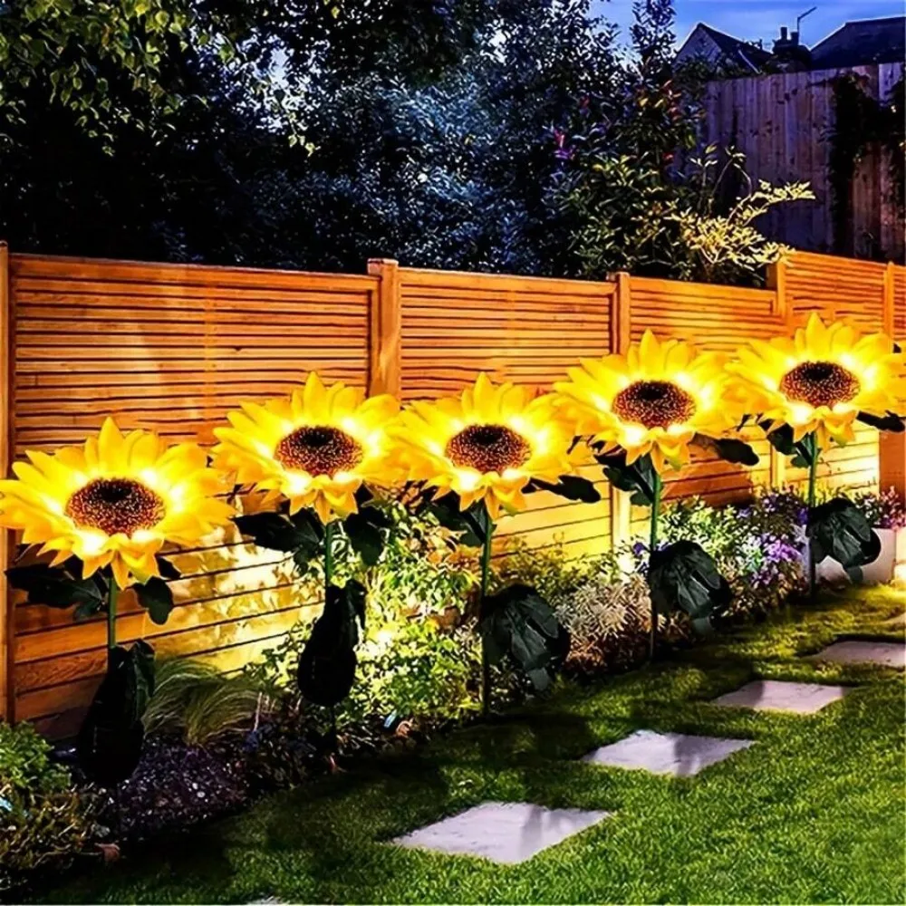 

1PC 1Head/3Head Solar Sunflower Light Outdoor Decoration, Waterproof, used for Garden Terrace, Flower Bed, Path, Gift,Yard Decor