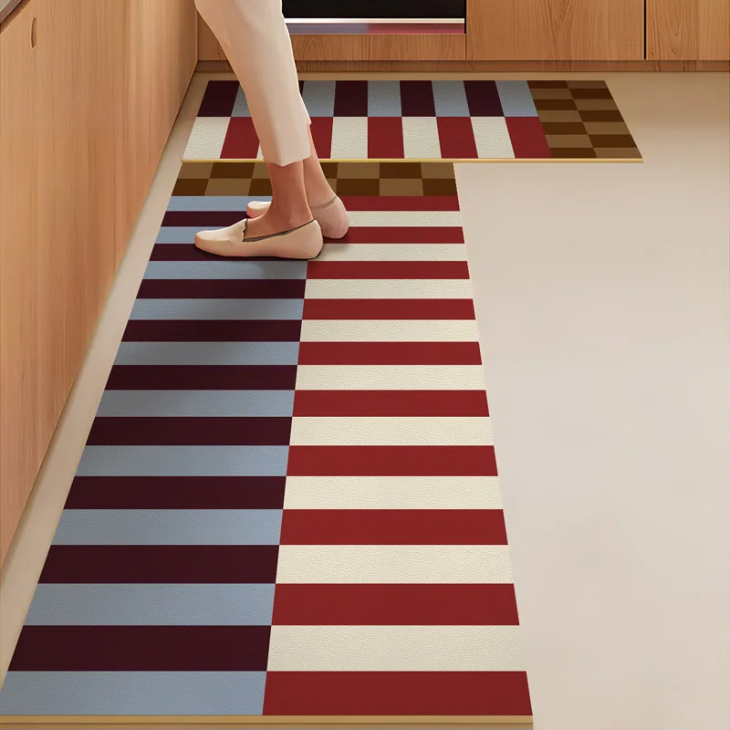 VIKAMA 2pcs Antique Kitchen Floor Mat Home Decoration Porch Entry Door Mat Bathroom Absorbent Non-Slip Foot Mat Long Carpet