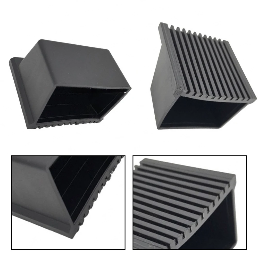 Square End Cap Foot Protectors 4pcs Black Plastic for Fitness Machines Chair Legs 50x70mm 50x80mm Size Compatibility