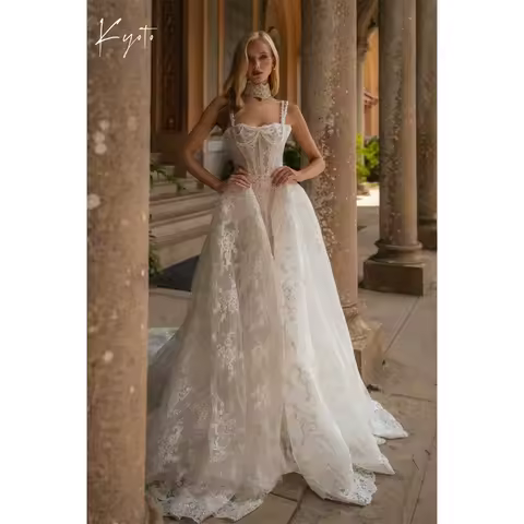 Kyoto Customized White Spaghetti Strap Wedding Dress Sleeveless Mermaid vestidos de noiva Detachable Train Evening Dress 2026