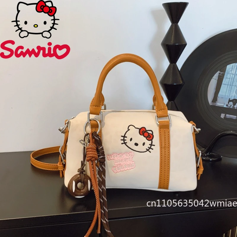 

Hello Kitty 2025 Новая женская сумка высокого качества, универсальная многофункциональная сумка для хранения мелочей для девочек, однотонная