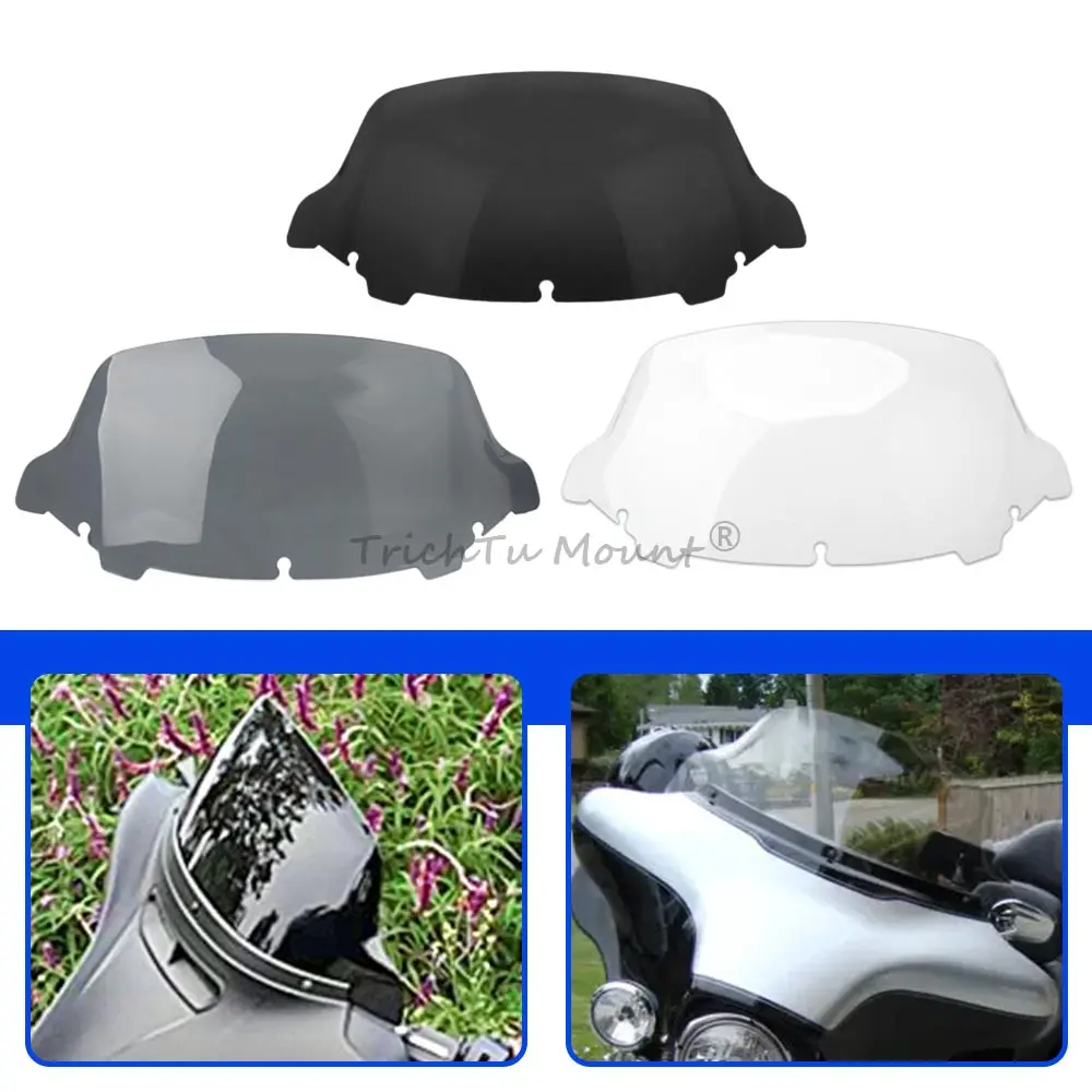 

10.5" Motorcycle Fairing Windscreen Wind Deflector Windshield for Harley Touring Electra Street Glide Ultra Limited 2014-later