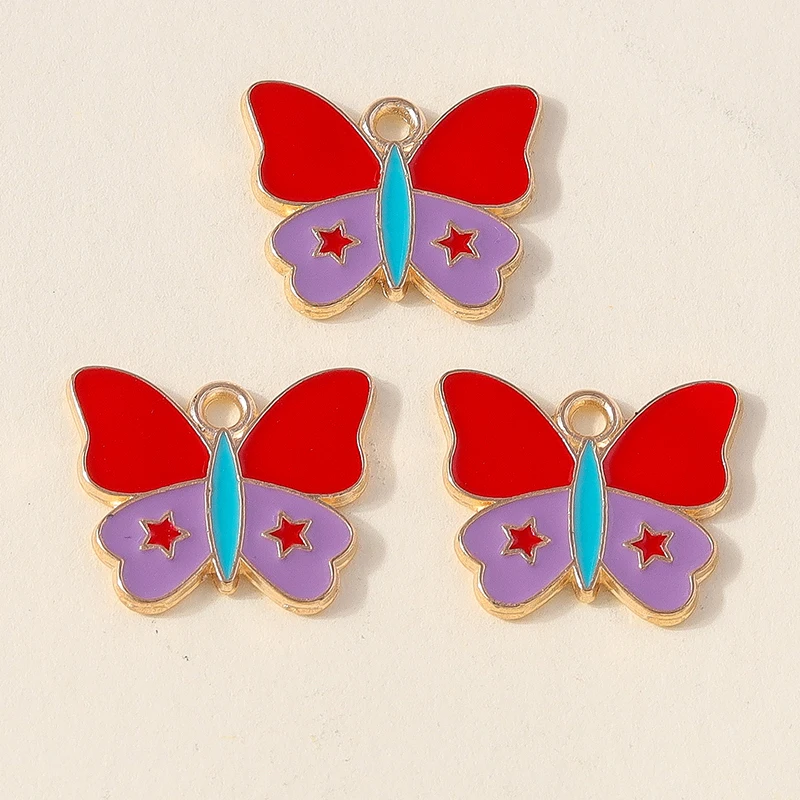 20 Stück 17x14mm Niedliche Bunte Emaille-Schmetterlingsanhänger für Schmuckherstellung, Halsketten, Ohrringe, DIY-Bastelzubehör – Detail 4
