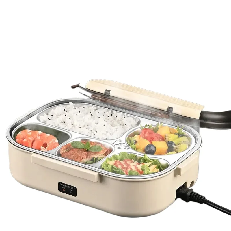 

12 В/220 В ланч-бокс с электрическим подогревом 1,2 л из нержавеющей стали, пищевая изоляция, коробка для бенто для дома и автомобиля
