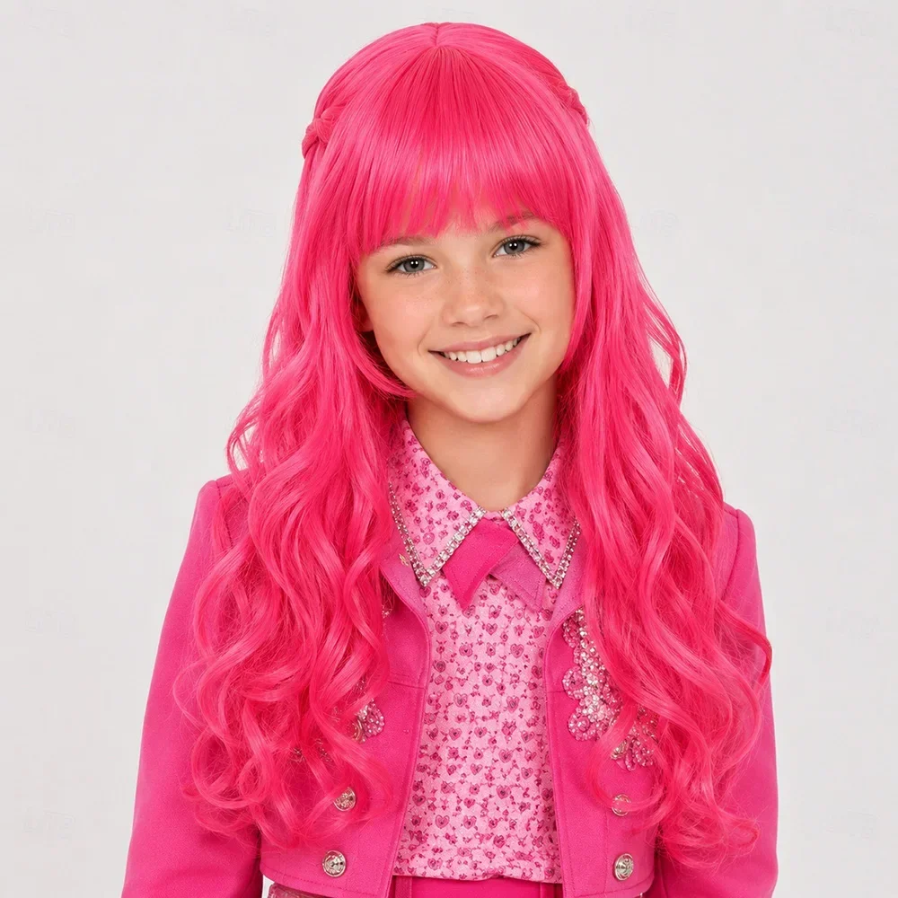 Synthetic Hair Long Wavy Blue Braided Wig Fantasy Villain Heir Princess Descendants Wicked Wonderland Cosplay Wig for Halloween