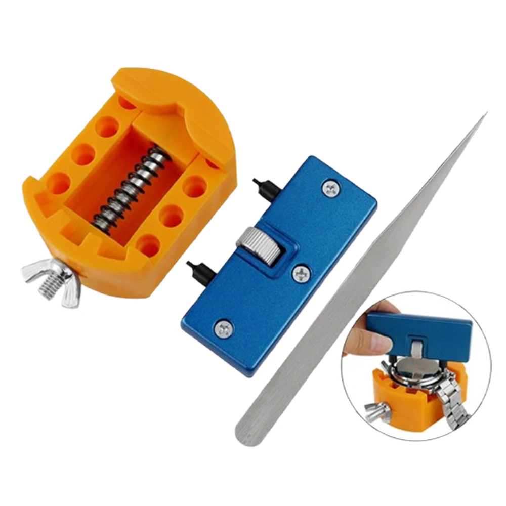 3 in 1 Watch Case Back Opener Repair Remover Holder Tool Kit Tweezer Adjustable Opener Back Case Press Closer Remover