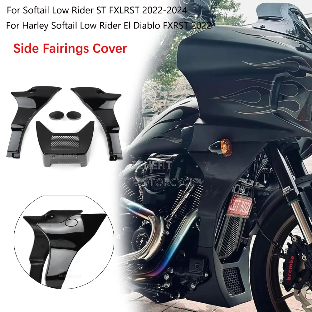 

Motorcycle Cover Kit Low Rider El Diablo FXRST 2022 2024 For Harley Softail Low Rider ST FXLRST Side Fairings Spoilers Panels