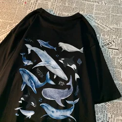 Fashion Women'S T-Shirts Ocean And Whales Printing Tops O-Neck Soft Short Sleeve Summer Casual Female Clothes