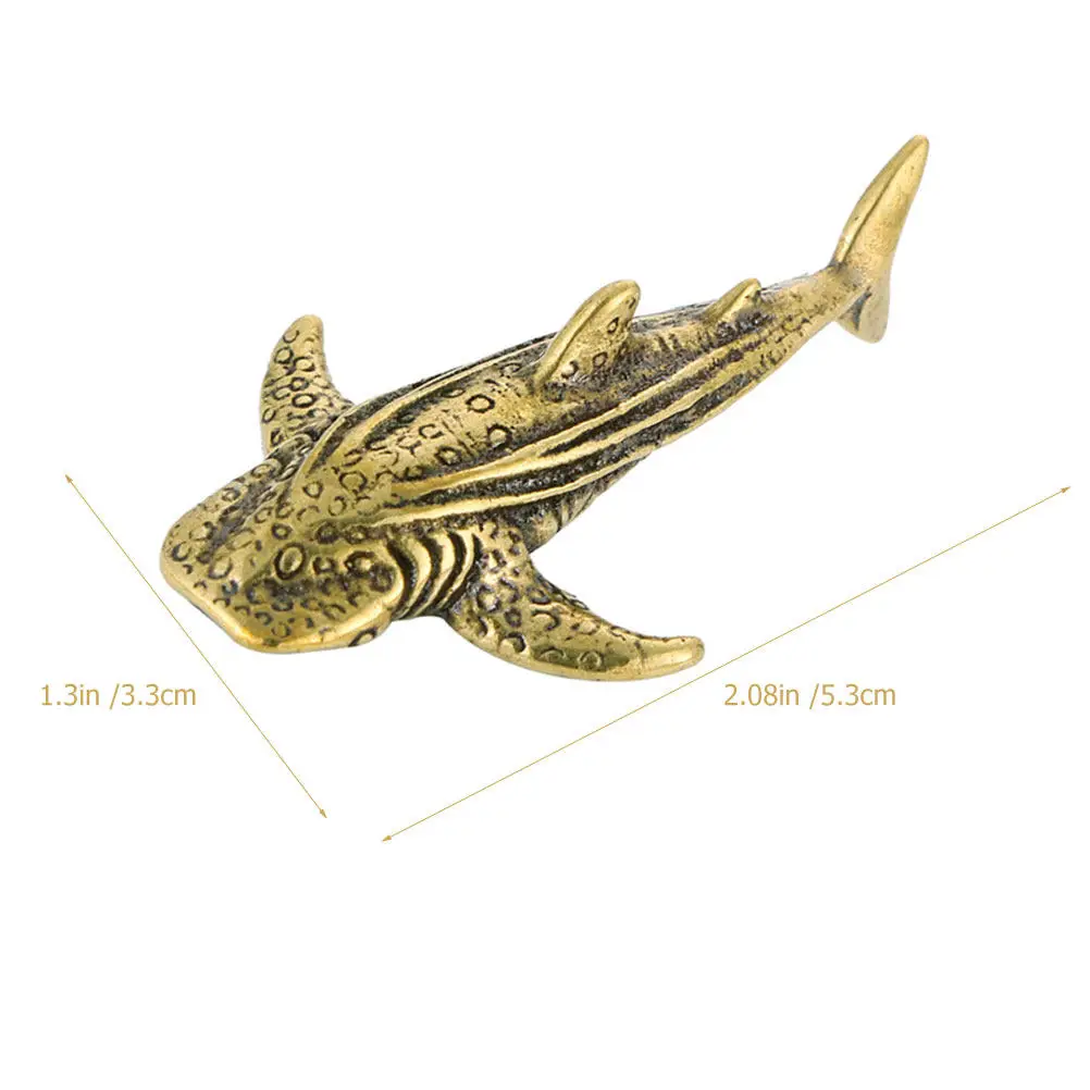 Small Brass Shark Ornament Exquisite Brass Desktop Decoration Creative Vintage Style Shark Sculpture for Indoor Table