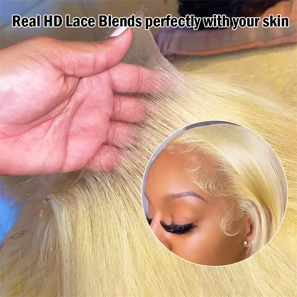 613 สีบลอนด์ Body Wave วิกผมลูกไม้ด้านหน้า HD โปร่งใสลูกไม้ 13x4 13x6 วิกผมมนุษย์ Pre Plucked Full Frontal วิกผมสําหรับผู้หญิงสีดํา