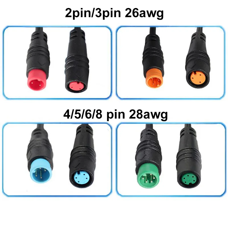 M8 2 3 4 5 6 core Pin male to female M/F Speed Sensor extend connector Cable Electric Bicycle Waterproof for Ebike Copper e1