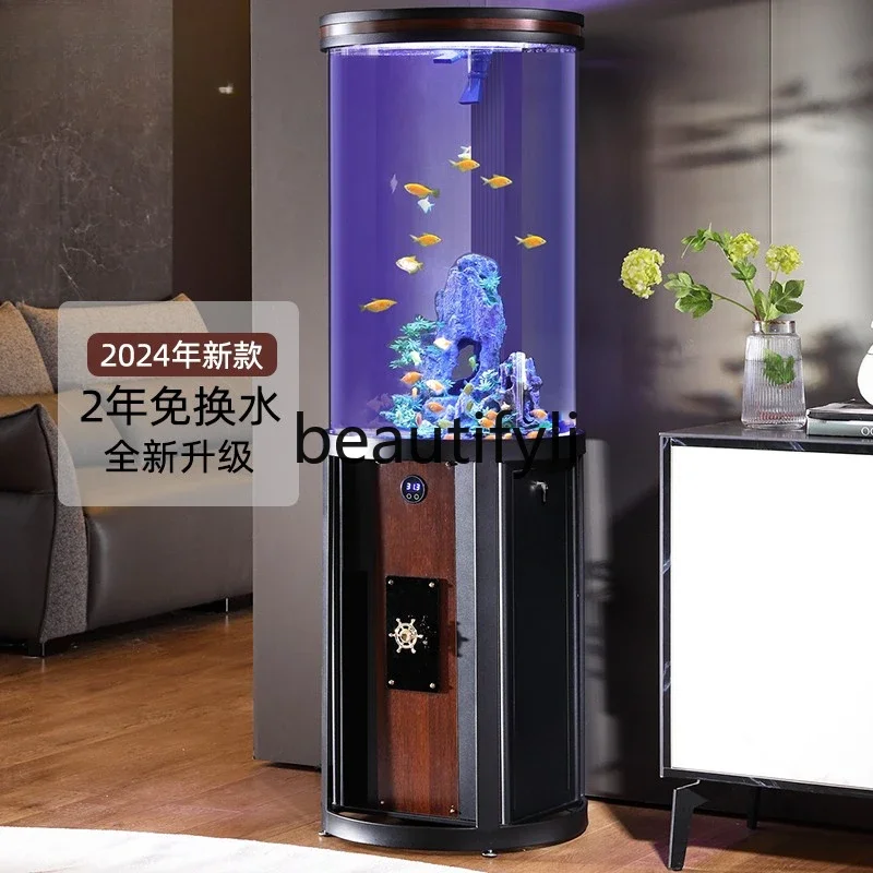 Living room small ecological water-free lazy acrylic fish tank aquarium light luxury