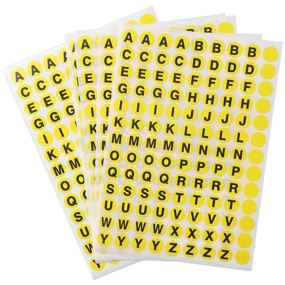 

1170 шт., 10 листов, 0,39 дюйма, наклейки с буквами, самоклеящиеся наклейки с маленькими буквами, круглые бумажные наклейки с буквами от А до Я
