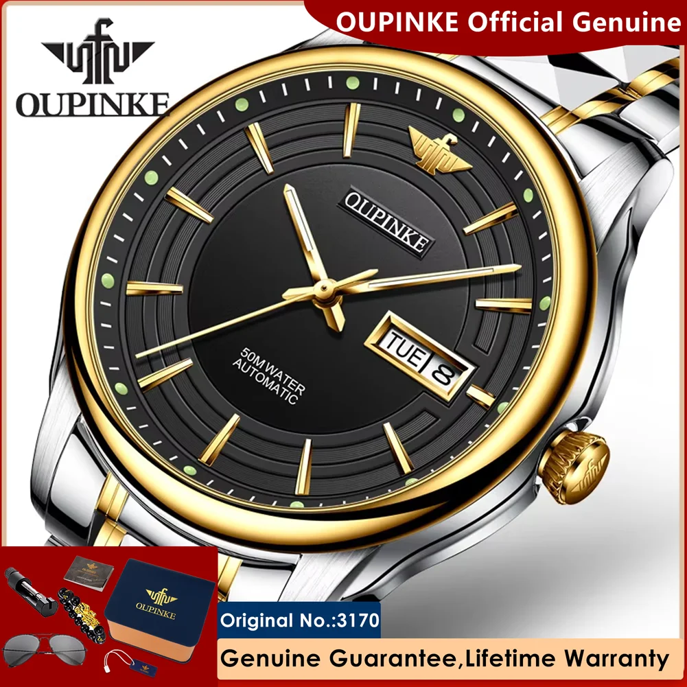 

OUPINKE 3170 Luxury Man Watch Seiko NH36A Automatic Movement Mechanical Watch Dual Calendar Classic Business Wristwatch for Men