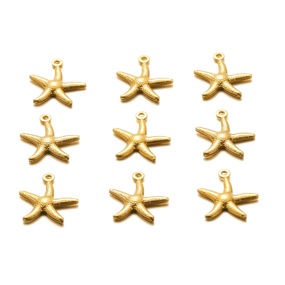 Colgante de acero inoxidable con forma de estrella de mar, accesorios para fabricación de joyas, 15mm, 20 unids/lote/bolsa