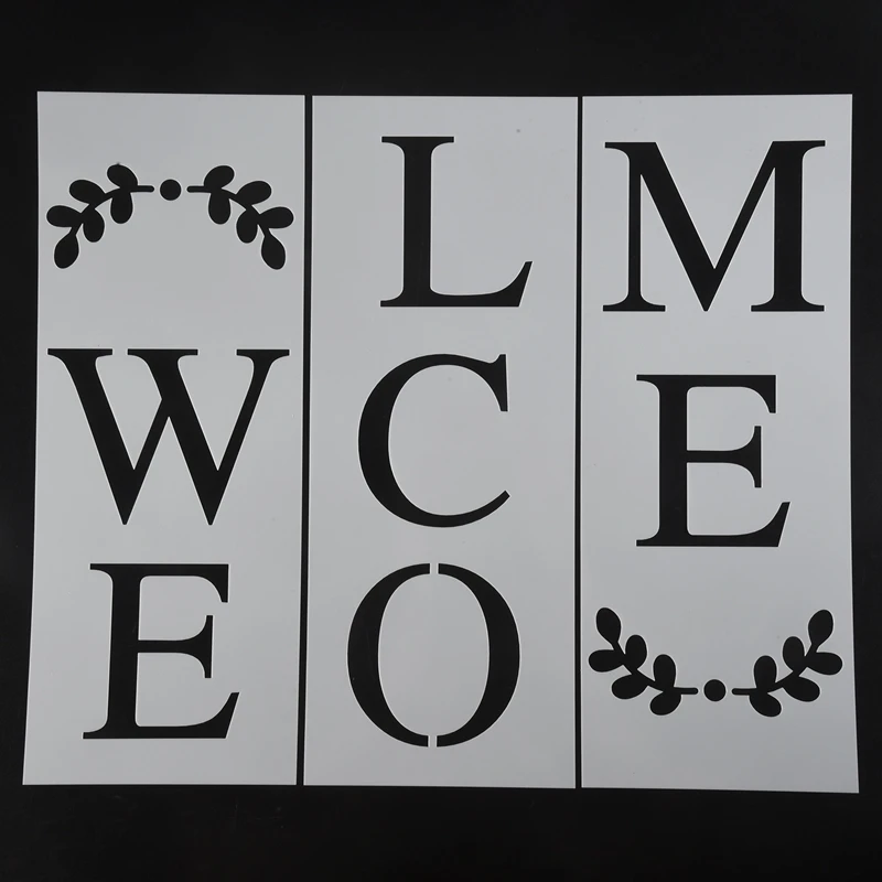 Top-Welcome Sign Stencil, Large Letter Stencils For Painting On Wood Reusable Porch Sign And Front Door Vertical Decorating