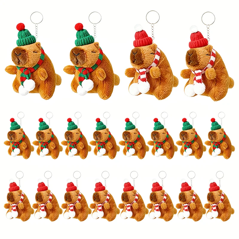 

4/8/16/32 Pcs Capybara Plush Keychain for Christmas Gifts Capybara Stuffed Animal Cute Plush Keychains for Xmas Tree Decor