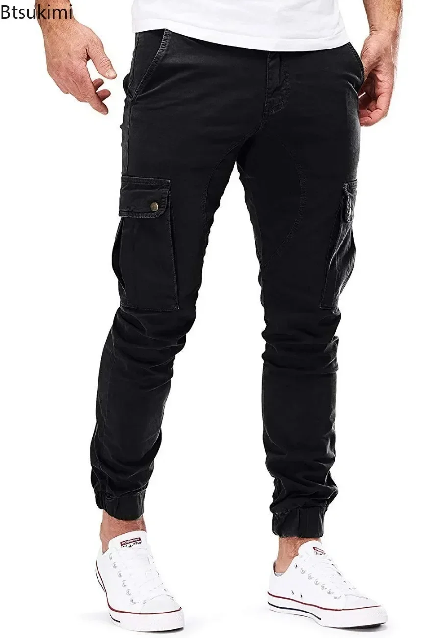 2025 Men's Streetwear Cargo Pants Fashion Sweatpants Joggers Men Casual Pants Solid Color Cotton Trousers Mens Brand Track Pants