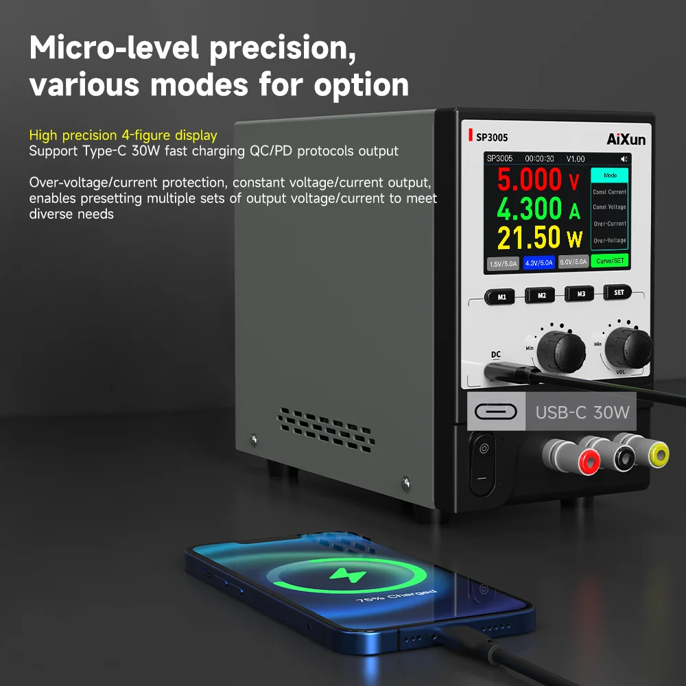 AIXUN CNC Programmable DC Power Supply for Desktop Power Encoder Regulation Voltage and Current Dual Input Voltage