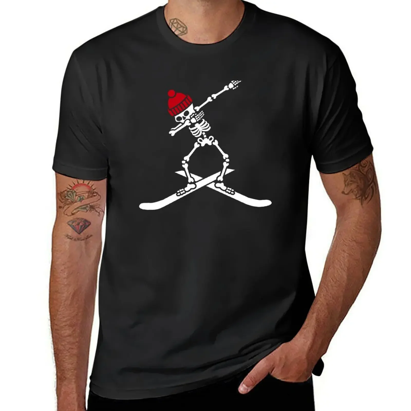 Dab dabbing skeleton ski skiing T-Shirt custom t shirt summer tops mens vintage t shirts