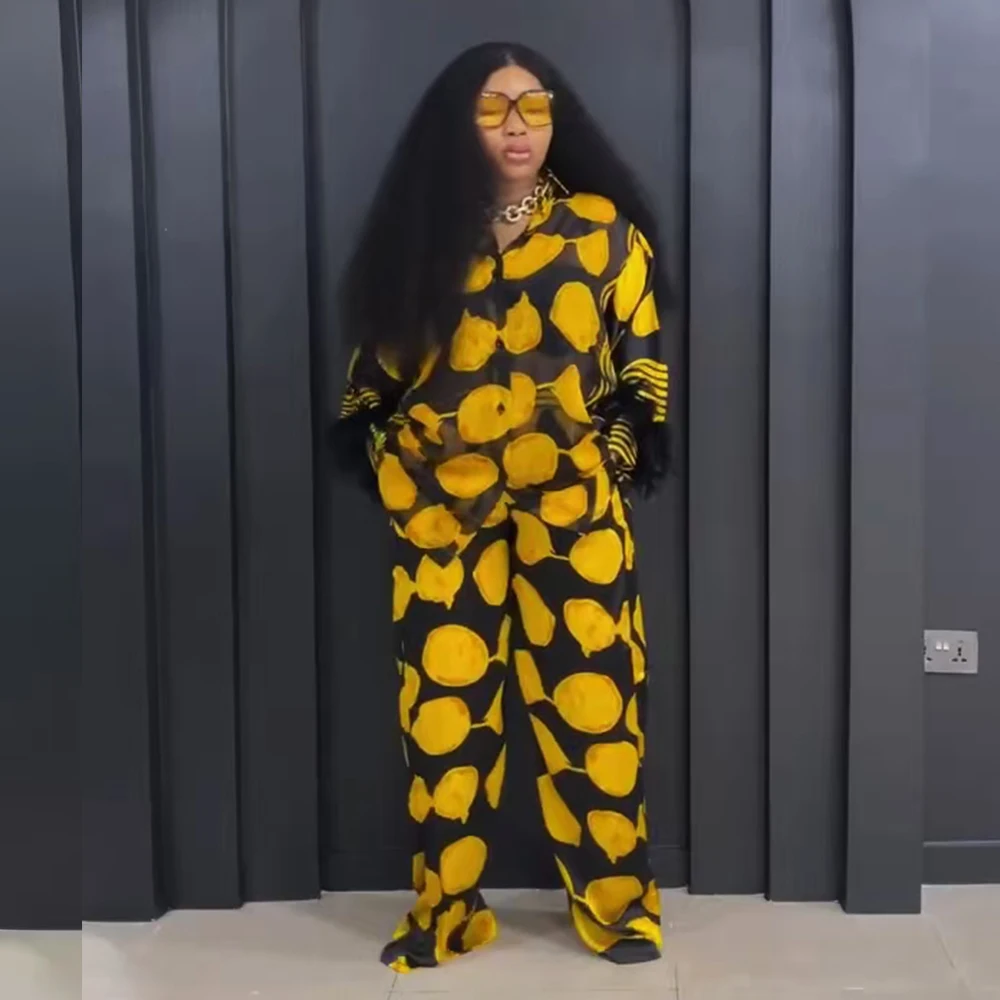 2025 Spring And Summer New Printed Tops Wide-leg Pants Fashion Elegant Two-piece Women's Suits Holiday Casual Party 2 Piece Set