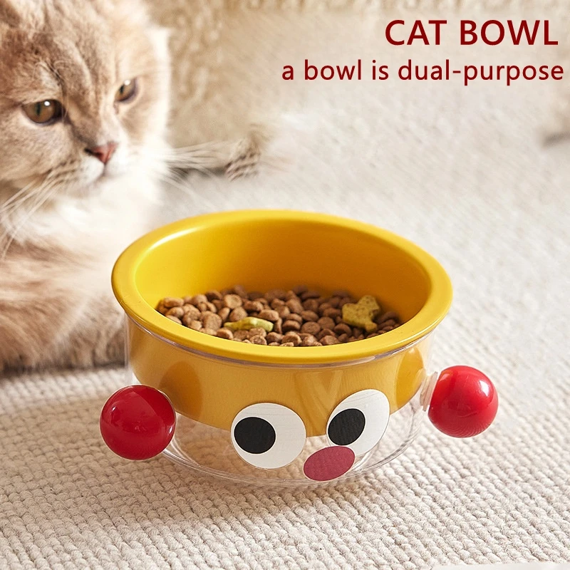 

Ceramic Cat Bowl 2 in 1 Water Food Are Universal Cat Food Basin Anti-overturning Double Bowl Design Cat Bowls Pet Supplies