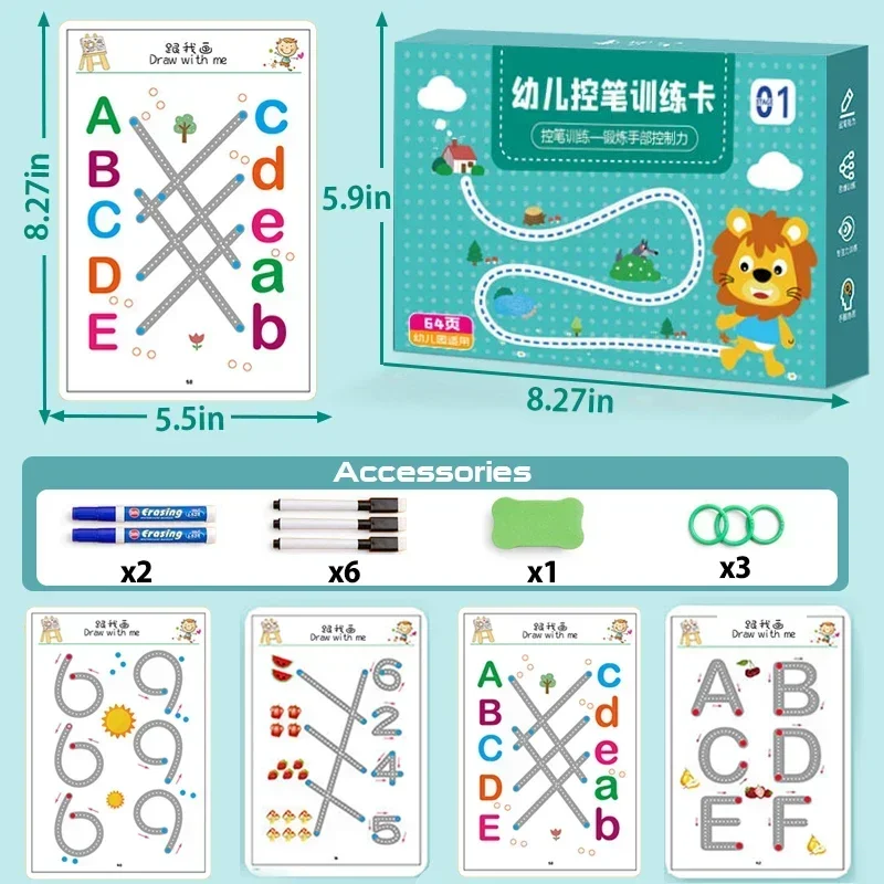 Mainan menggambar Montessori anak-anak, pena kontrol bentuk warna, Set permainan pertandingan matematika, kegiatan belajar balita, mainan pendidikan