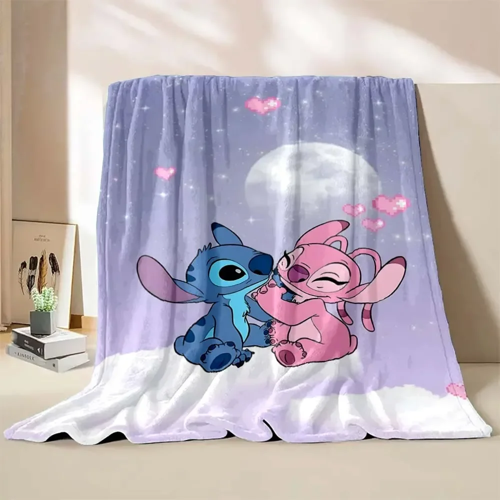 Kawaii Stitch Angel Cartoon Custom Blanket Star Baby Fluffy Children and Adults Sofa Plush Bedspread Throw Blanket for Sofa Bed