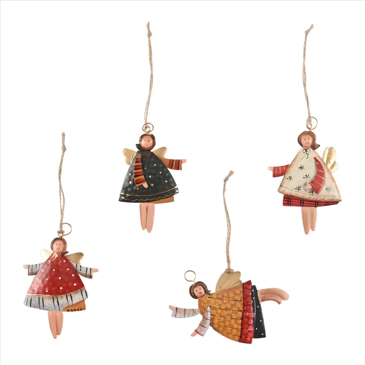 A1927Z~4 PCS Christmas Metal Dancing Angel Pendants Xmas Tree Doll Decorations for Home Party