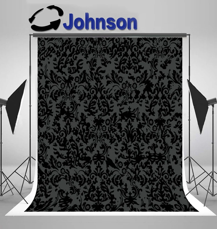 

JOHNSON Black Damask Flower Vintage Floral Pattern backdrop High quality Computer print party photography backgrounds