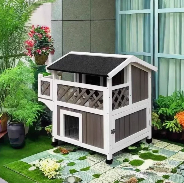 

The product can be customized. Cat nest outdoor solid wood double-layer rainproof large space universal in all seasons