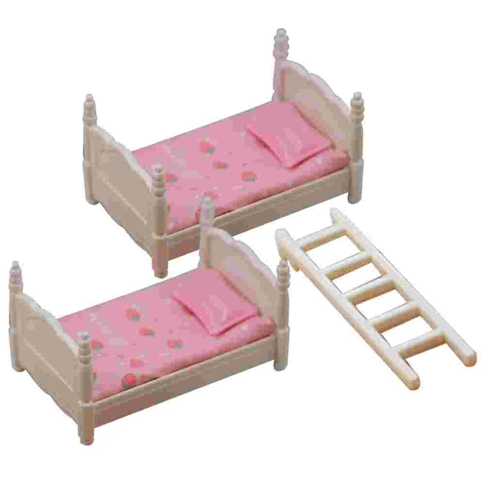 Bunk Mini Bedroom Miniature Furniture Ornament House Prop Kit Model Child